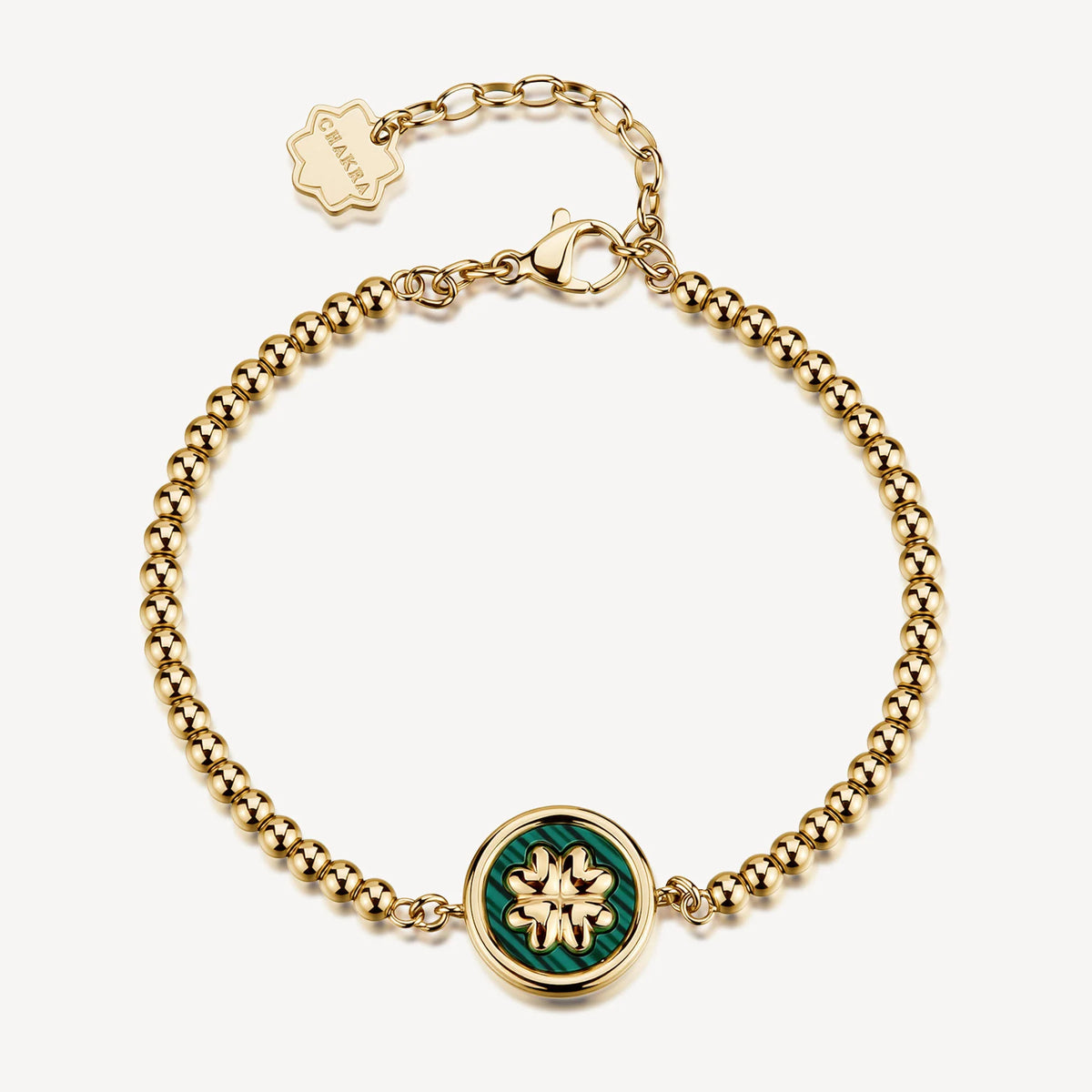 Bracciale Brosway donna Chakra Fortuna Quadrifoglio malachite gold