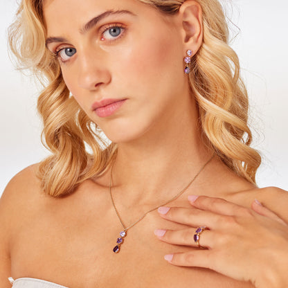 Collana Brosway donna Dreaming Gold e zirconi ametista