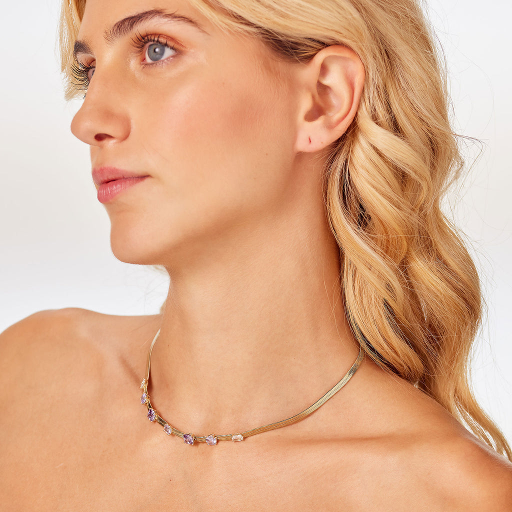 Collana Brosway donna Dreaming Snake gold e zirconi ametista