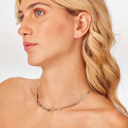 Collana Brosway donna Dreaming Snake gold e zirconi ametista