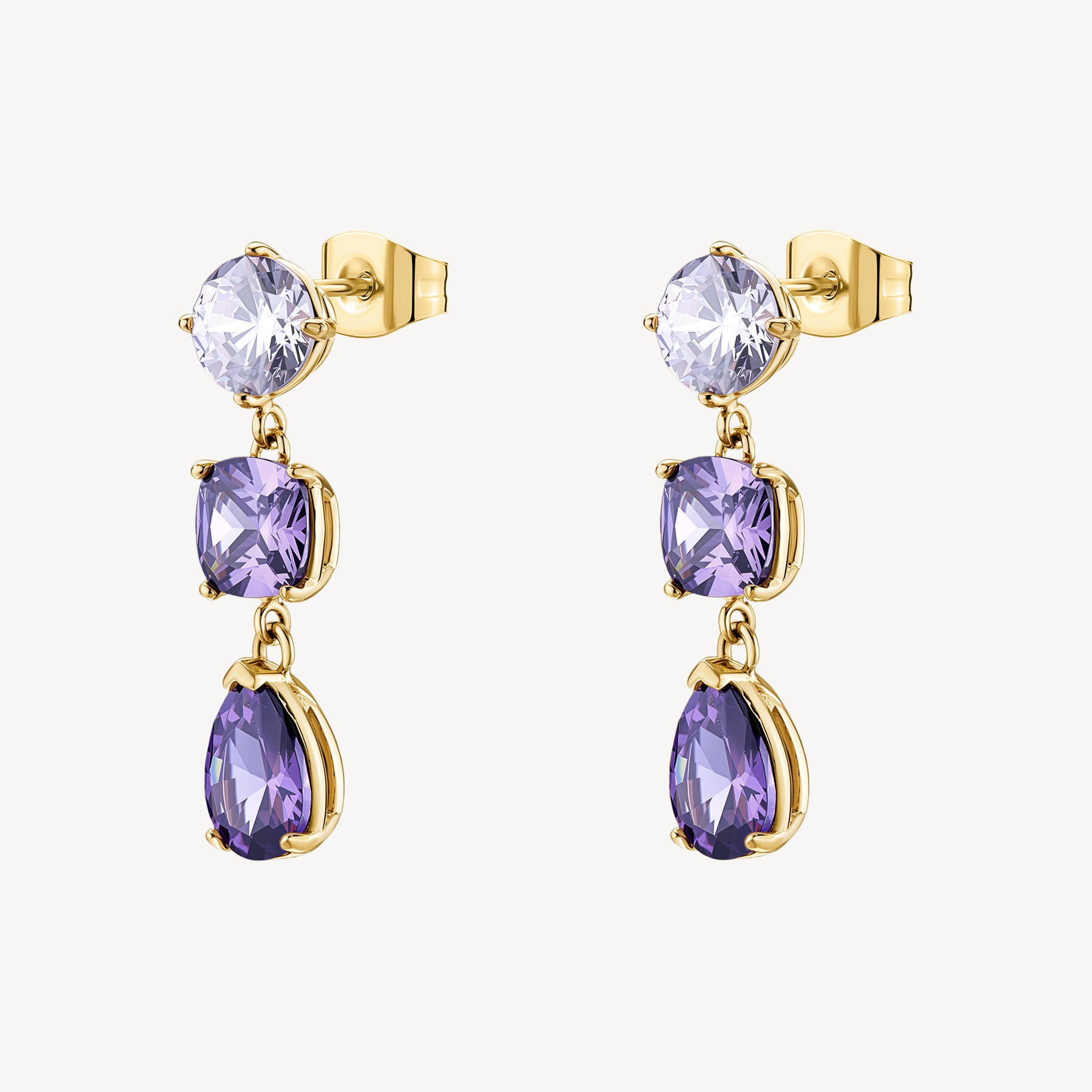 Orecchini pendenti Brosway donna Dreaming Gold con zirconi ametista
