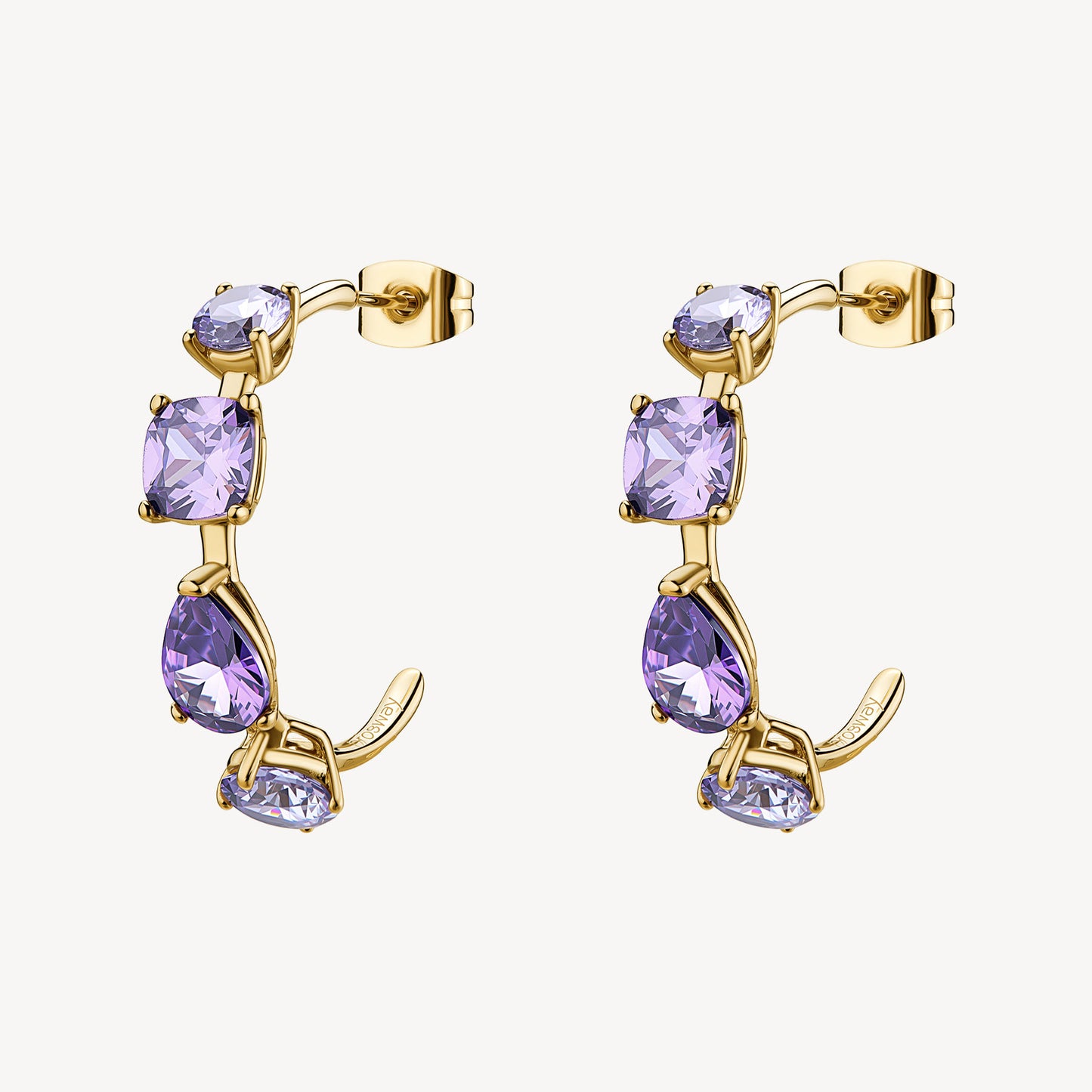 Orecchini a cerchio Brosway donna Dreaming Gold con zirconi ametista