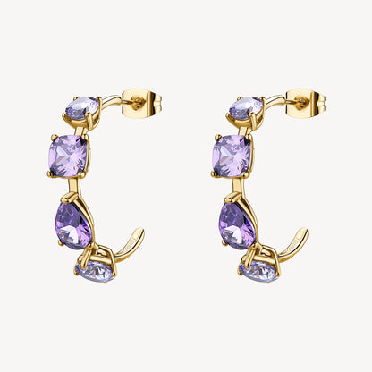 Orecchini a cerchio Brosway donna Dreaming Gold con zirconi ametista