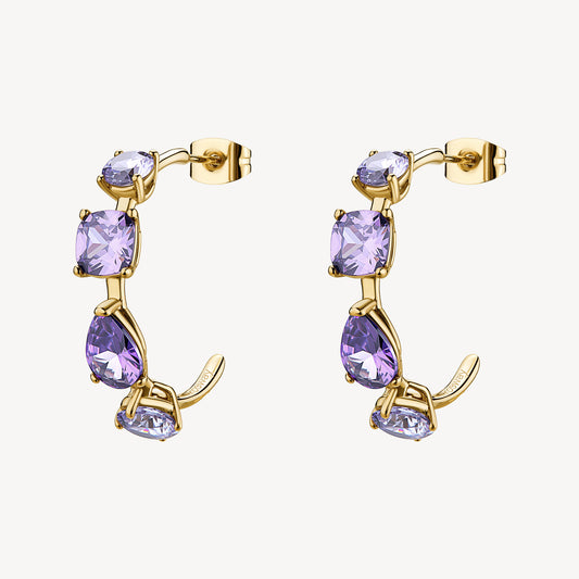 Orecchini a cerchio Brosway donna Dreaming Gold con zirconi ametista