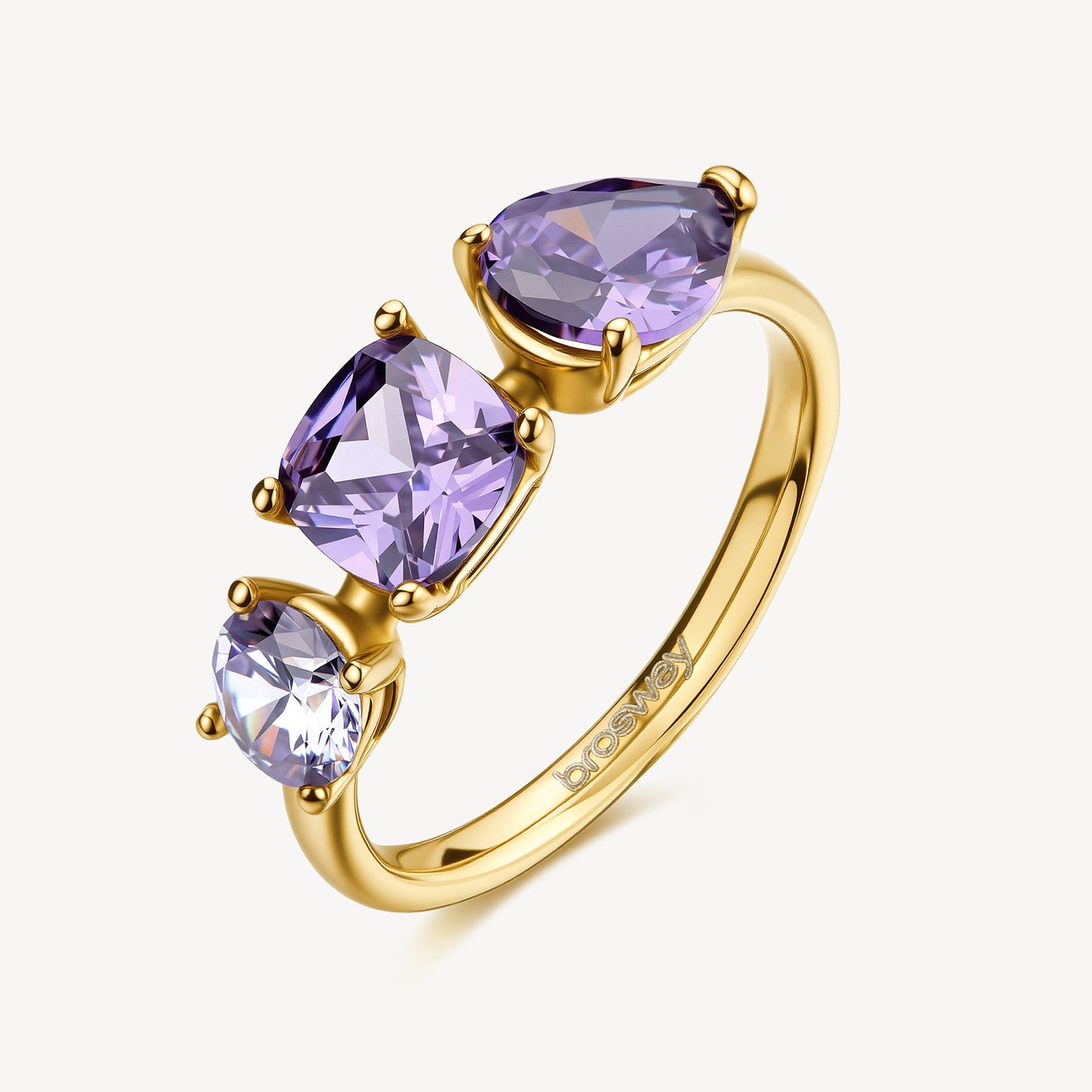 Anello Brosway donna Dreaming Gold con zirconi ametista