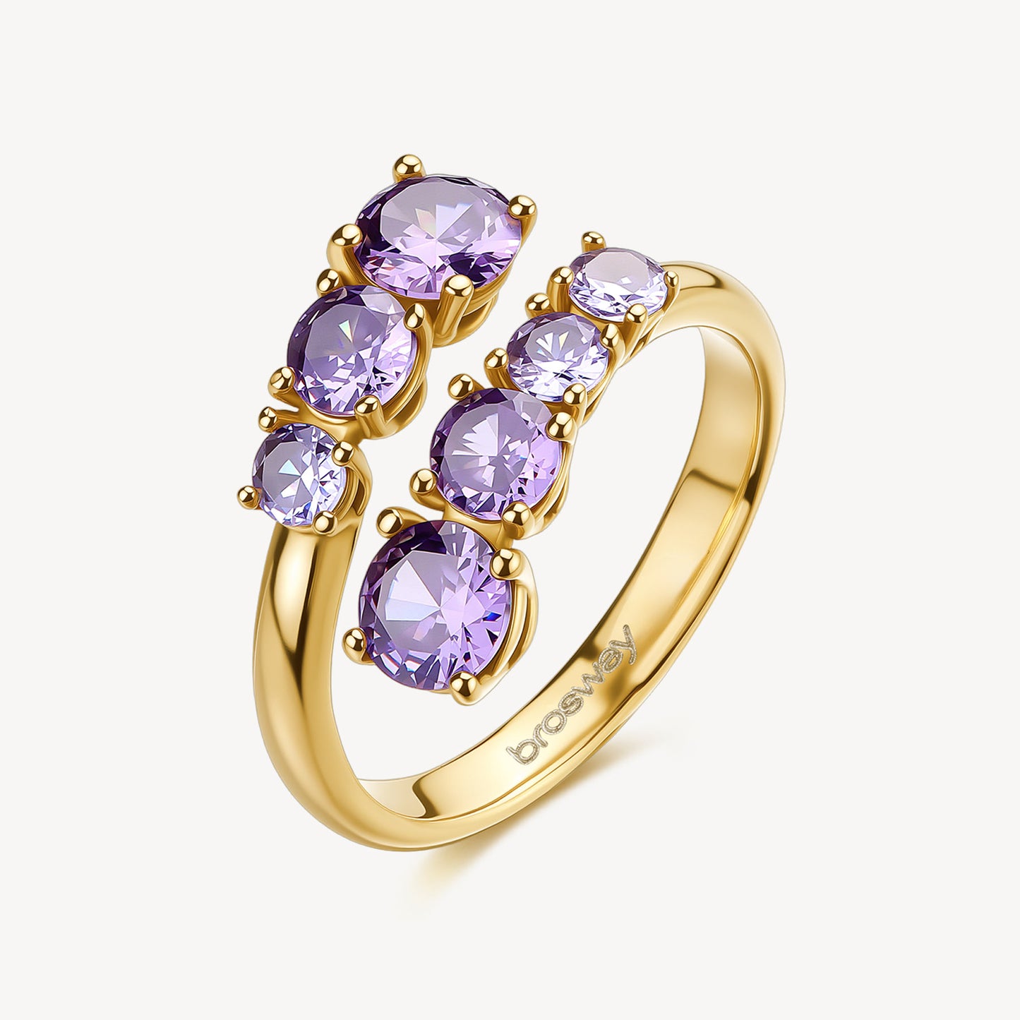 Anello Brosway donna Dreaming Contrarié gold con zirconi ametista