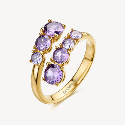 Anello Brosway donna Dreaming Contrarié gold con zirconi ametista