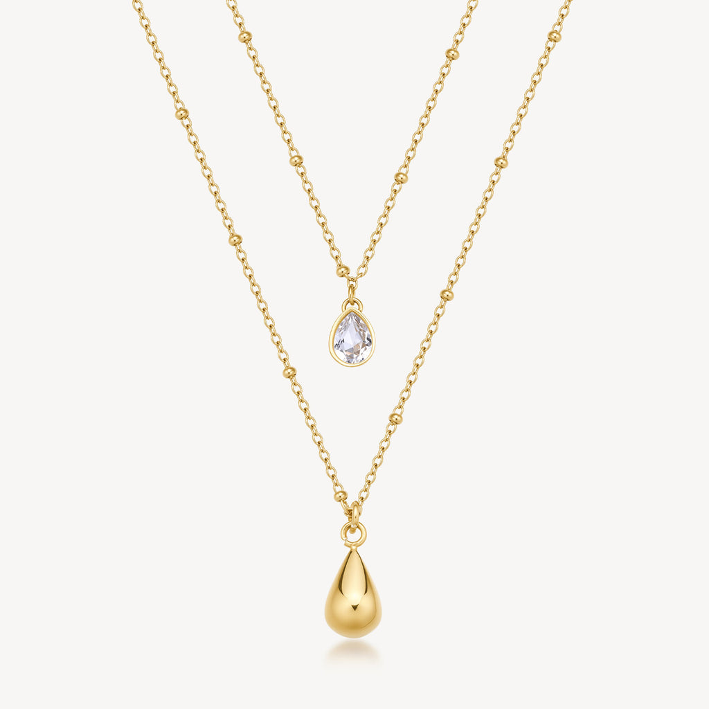 Collana Brosway donna Perfect Doppio filo cristallo e goccia gold