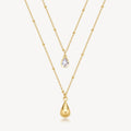 Collana Brosway donna Perfect Doppio filo cristallo e goccia gold