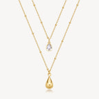 Collana Brosway donna Perfect Doppio filo cristallo e goccia gold