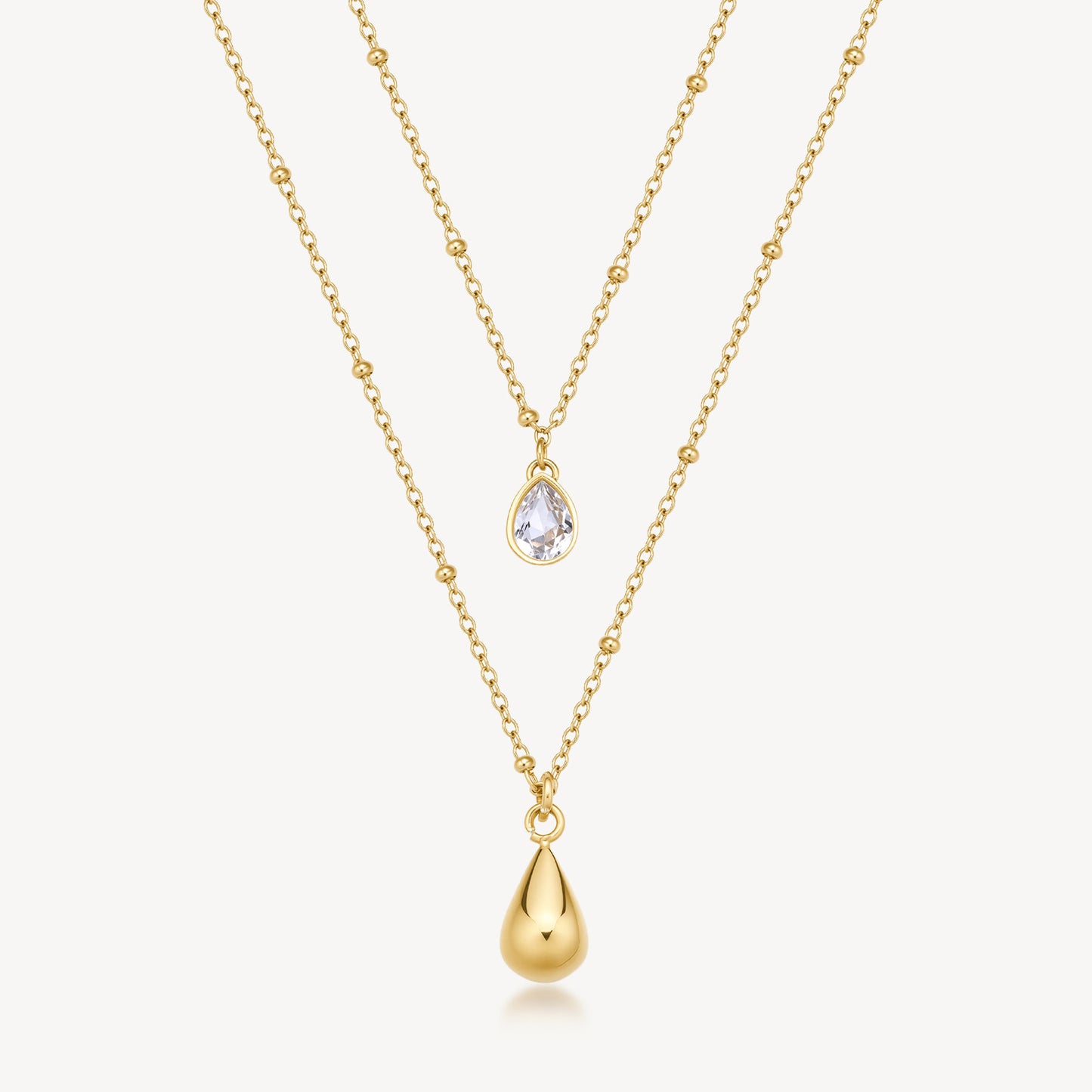 Collana Brosway donna Perfect Doppio filo cristallo e goccia gold