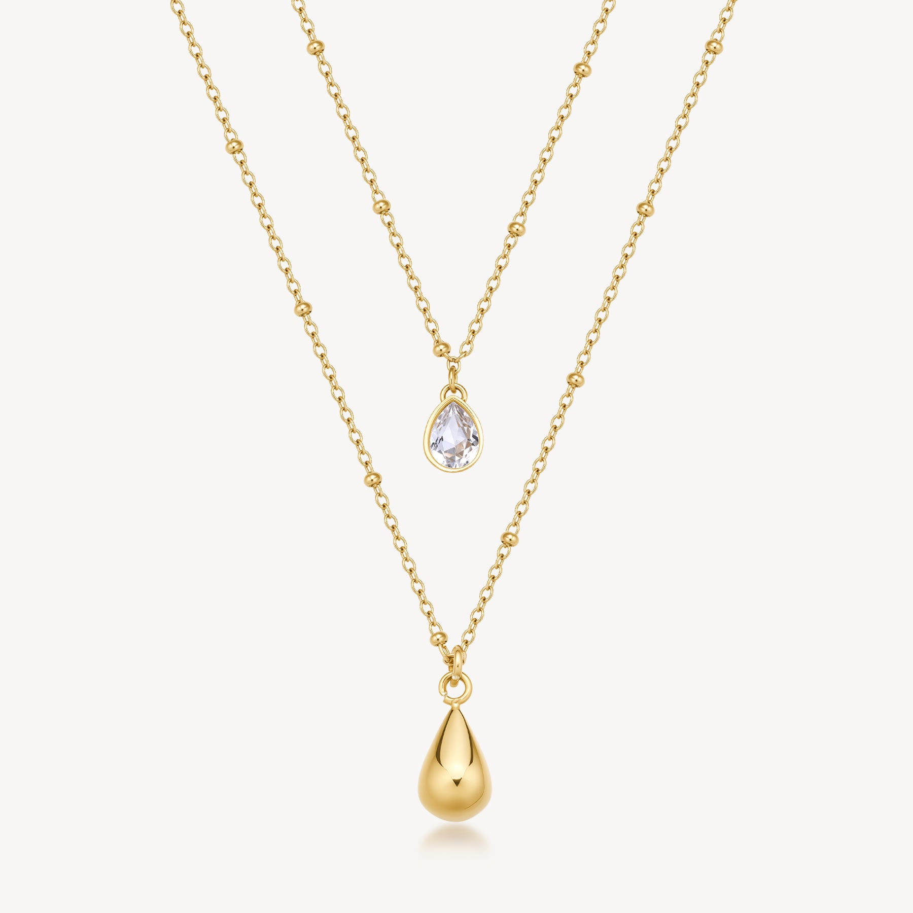 Collana Brosway donna Perfect Doppio filo cristallo e goccia gold