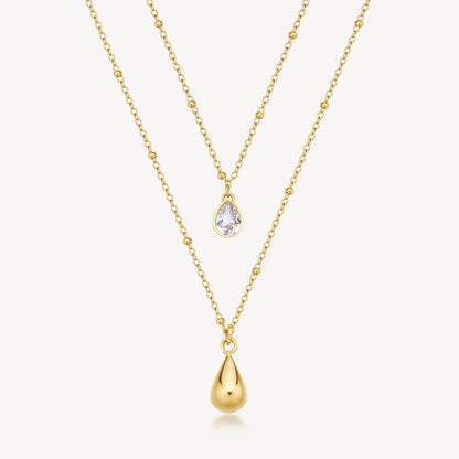 Collana Brosway donna Perfect Doppio filo cristallo e goccia gold