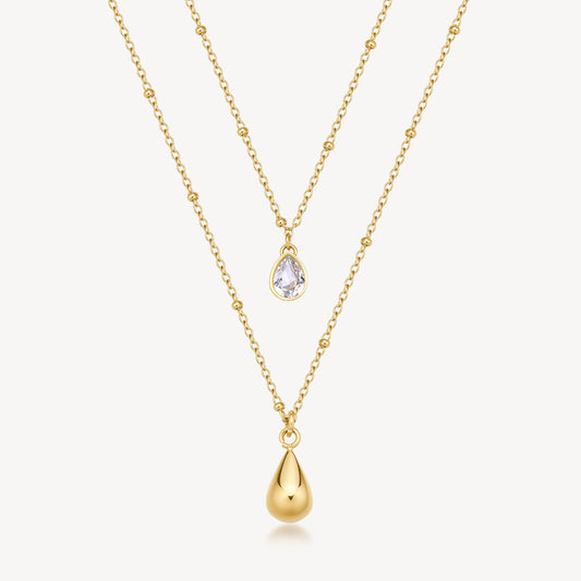 Collana Brosway donna Perfect Doppio filo cristallo e goccia gold