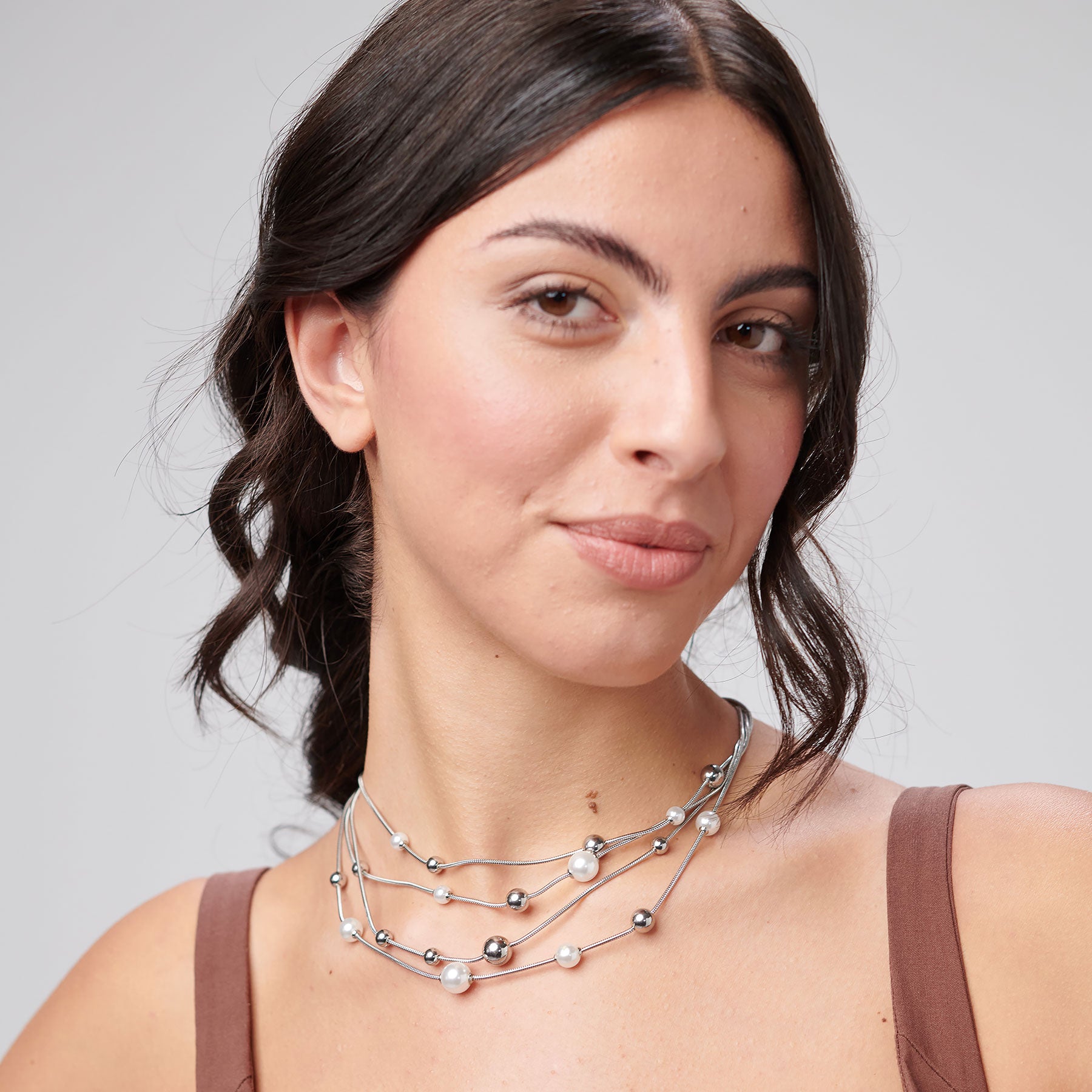 Collana Brosway donna Perfect Multifilo con sfere e perle