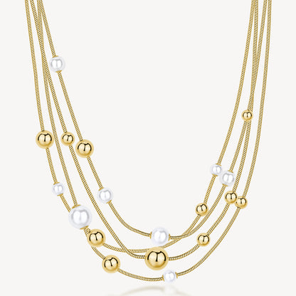 Collana Brosway donna Perfect Multifilo sfere e perle conchiglia gold