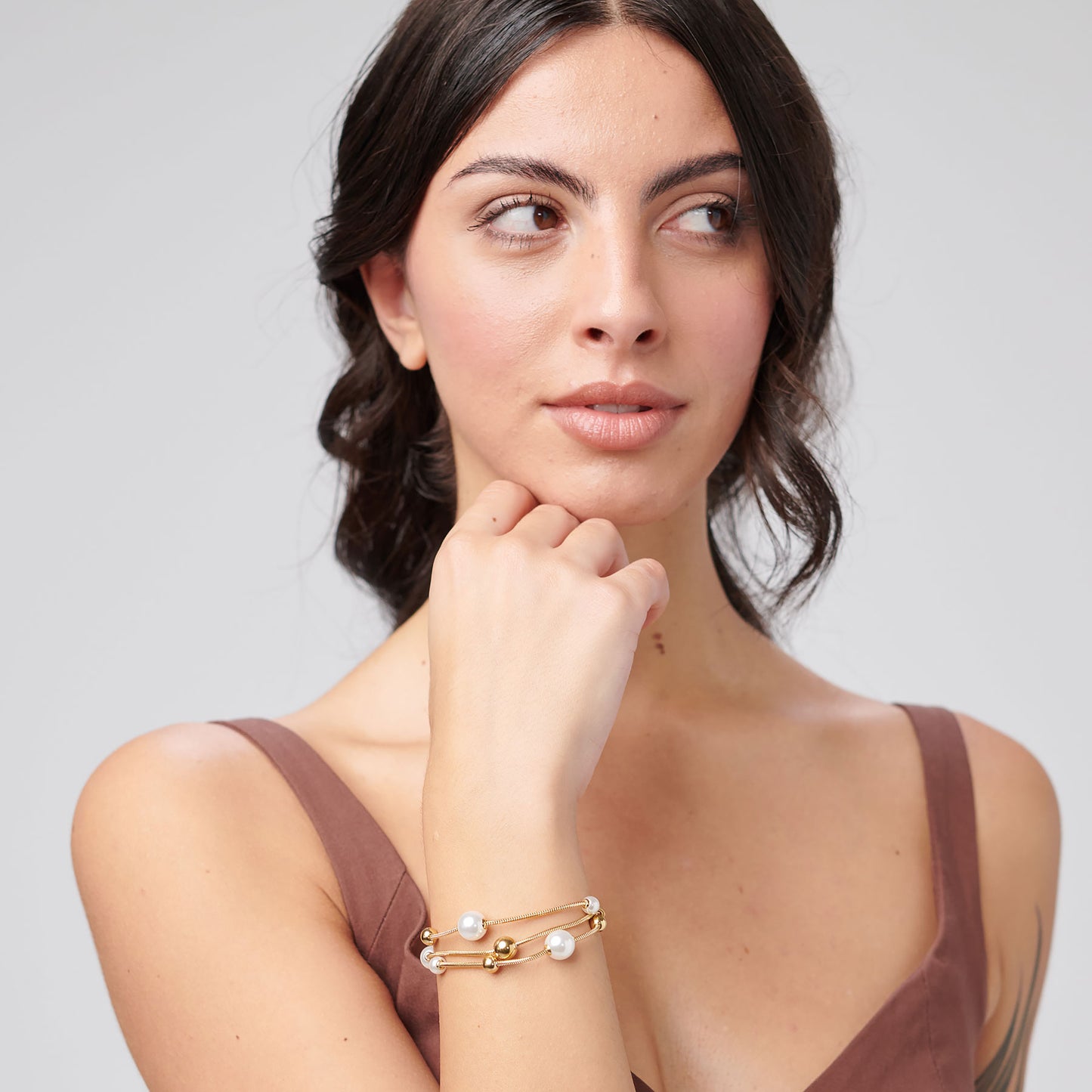 Bracciale Brosway donna Perfect Multifilo sfere e perle conchiglia gold