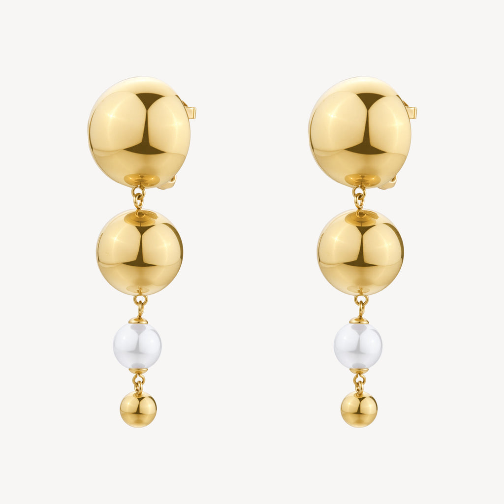 Orecchini Brosway donna Pendenti Perla e sfere gold