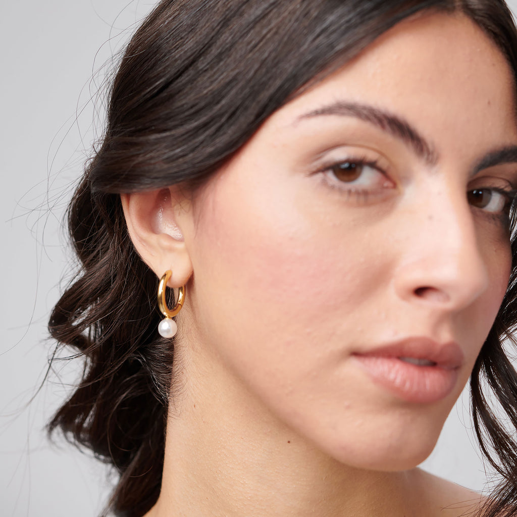 Orecchini Brosway donna Cerchio con perla gold