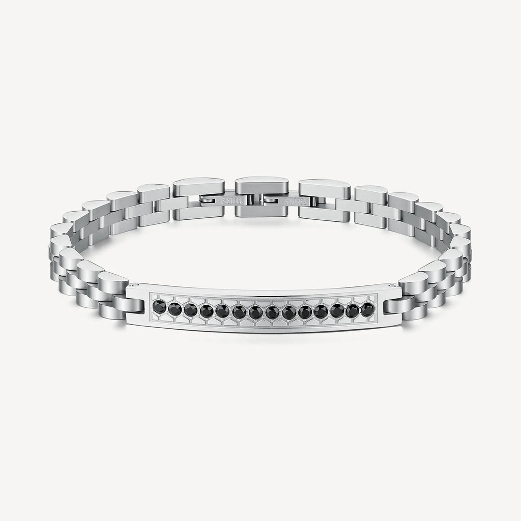 Bracciale uomo Brosway Riptide Piastrina con zirconi neri