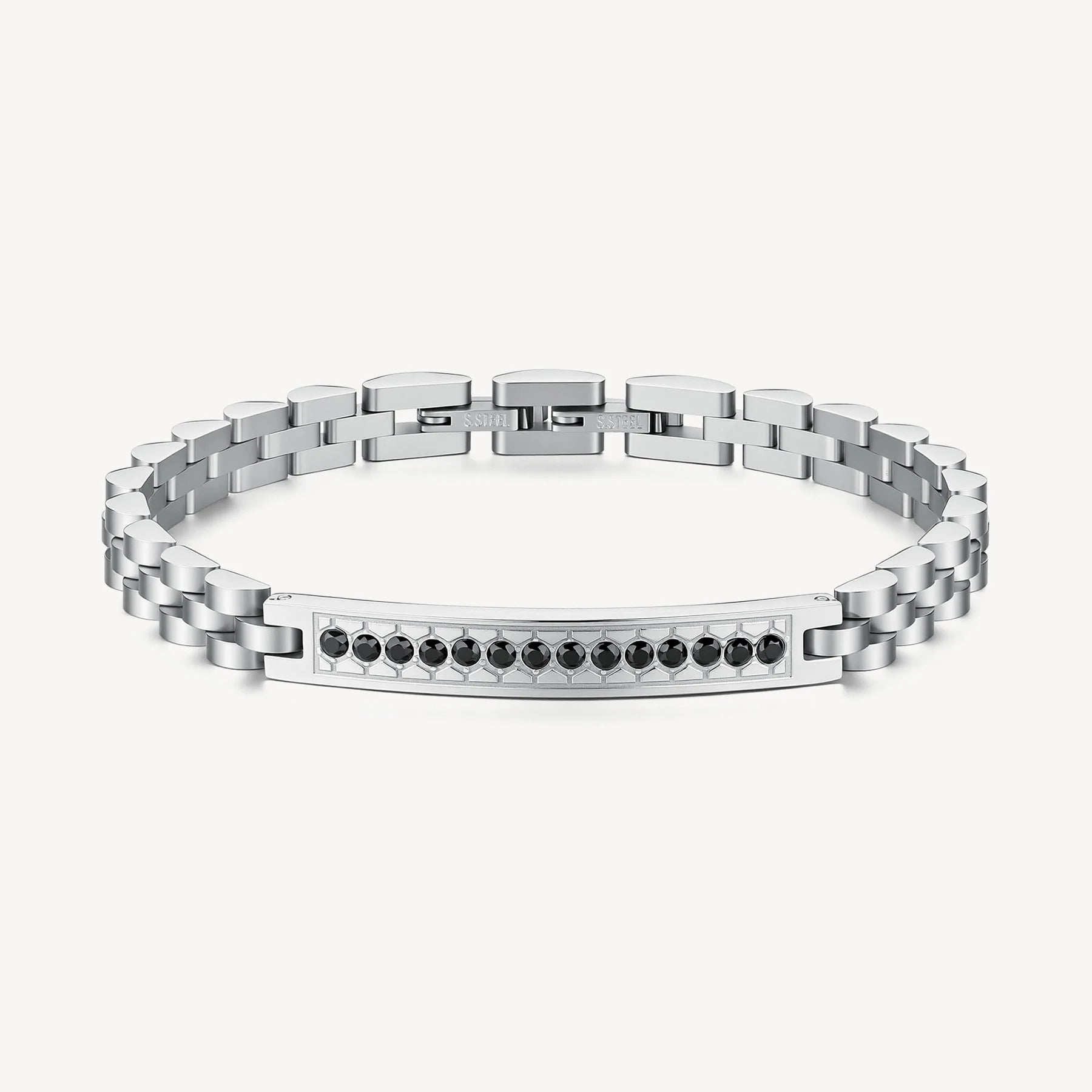 Bracciale uomo Brosway Riptide Piastrina con zirconi neri