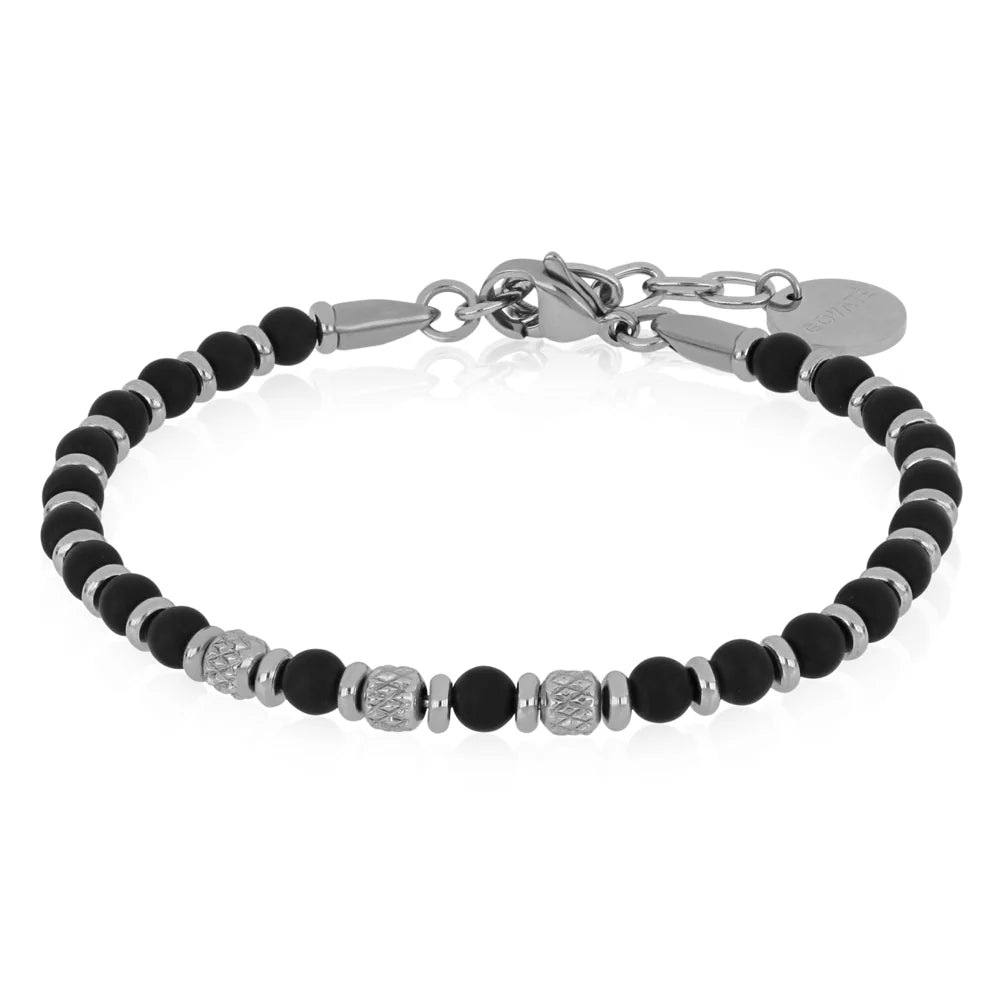 Bracciale Goyatè uomo Elion Pepite acciaio e onice