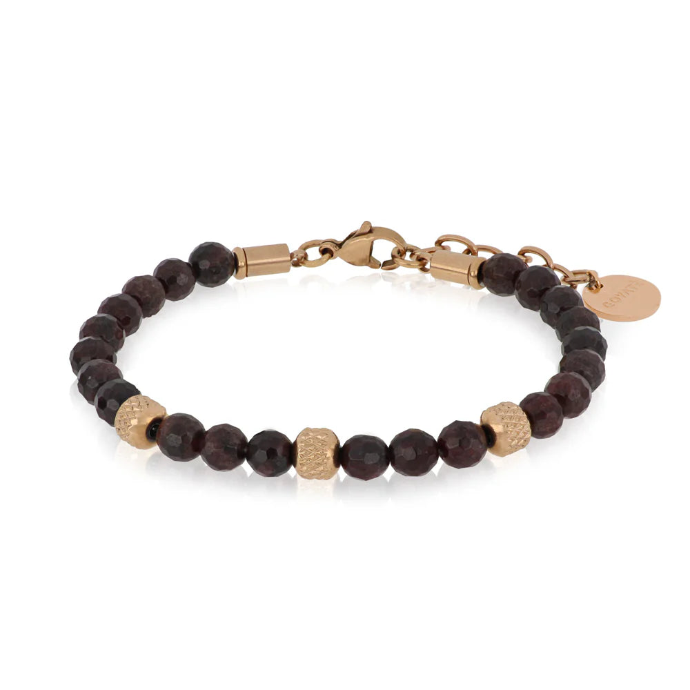Bracciale Goyatè uomo Kairos Pepite rosè e granato
