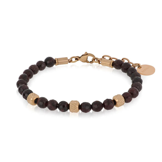 Bracciale Goyatè uomo Kairos Pepite rosè e granato