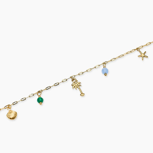 Cavigliera donna Kidult in acciaio dorato con charms estivi