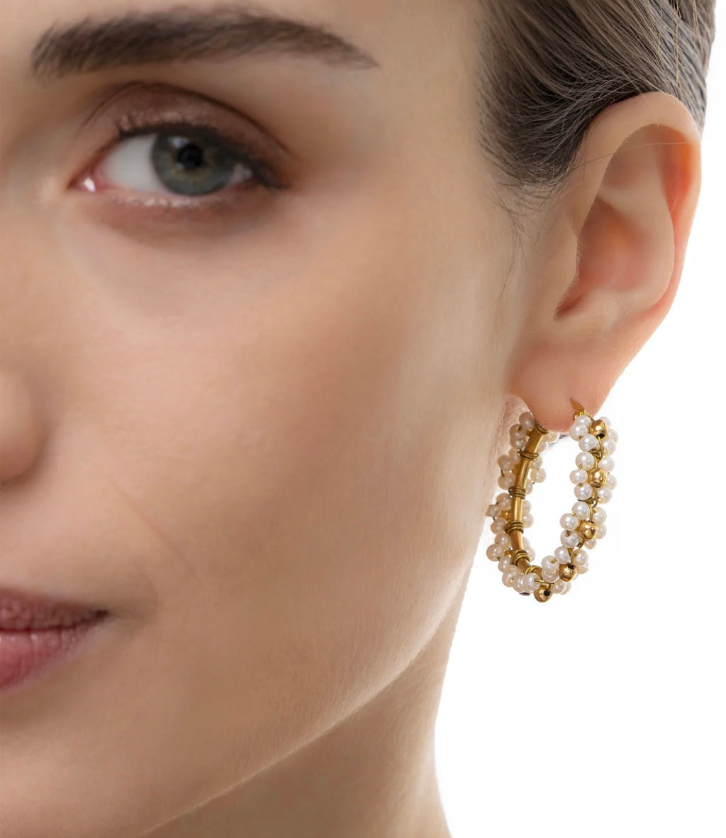 Orecchini Vestopazzo donna a cerchio con microperle