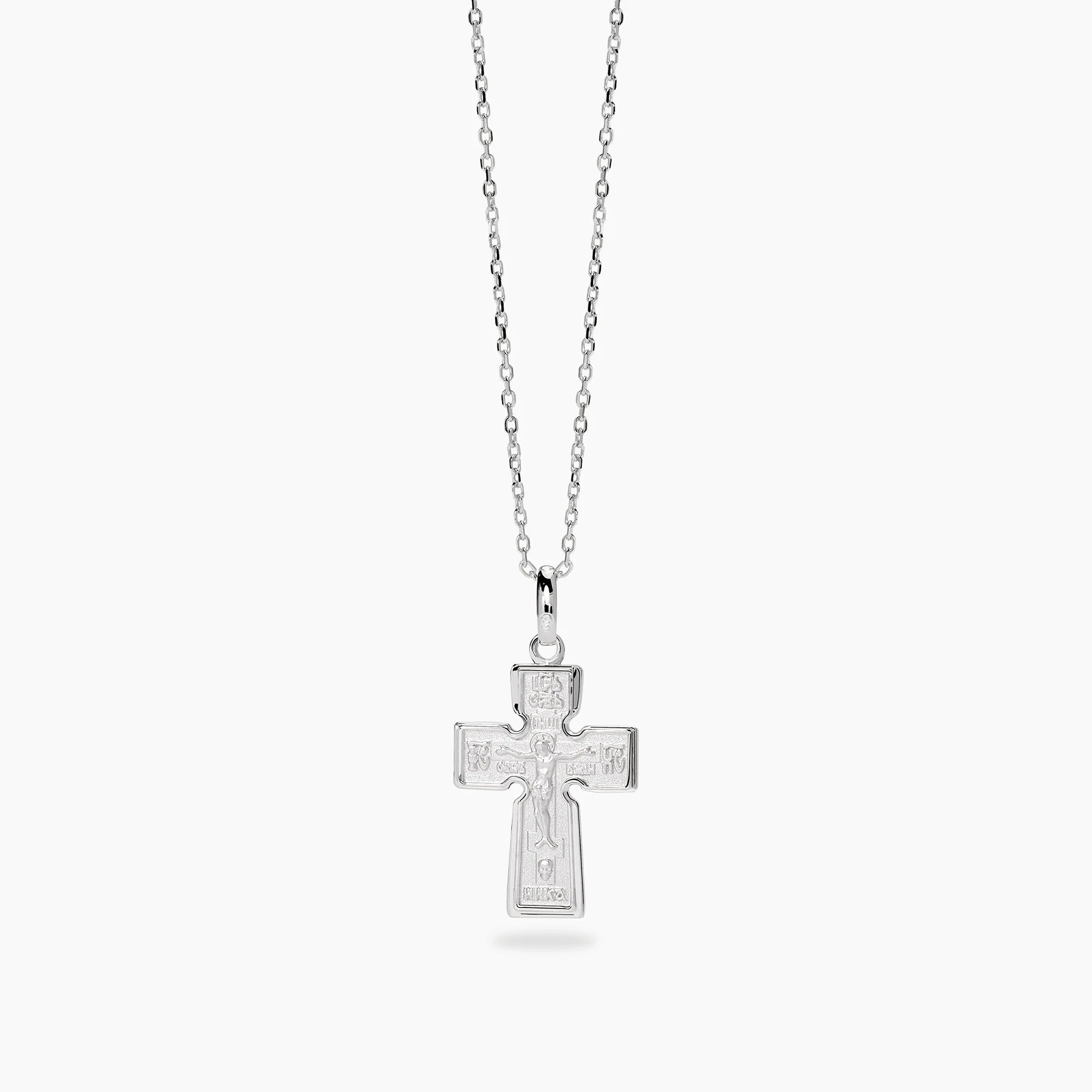 Collana Mabina uomo in argento con crocifisso cristiano ortodosso