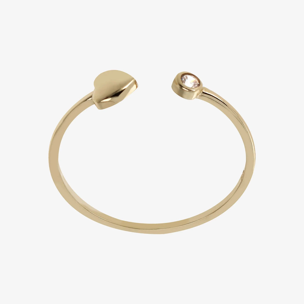 Anello Milor Contrarié in Oro 375 con Cuore e Punto Luce in Cubic Zirconia