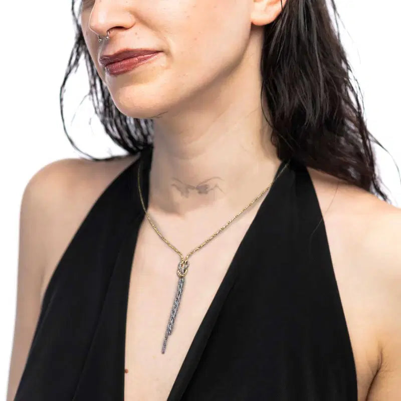 Collana Marlù a Y con nodo catena snake e catena foxtail