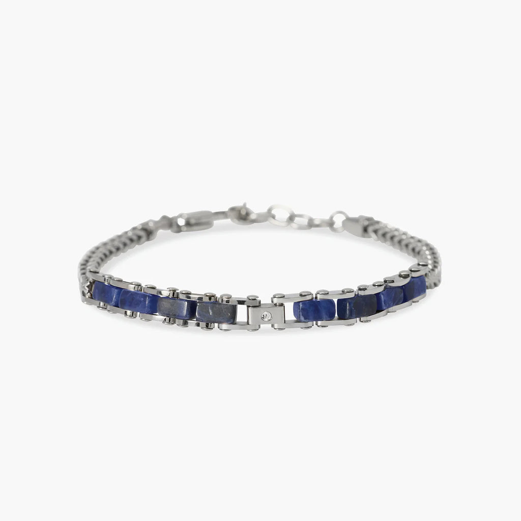 Bracciale Kidult uomo con catena franco con sodalite blu