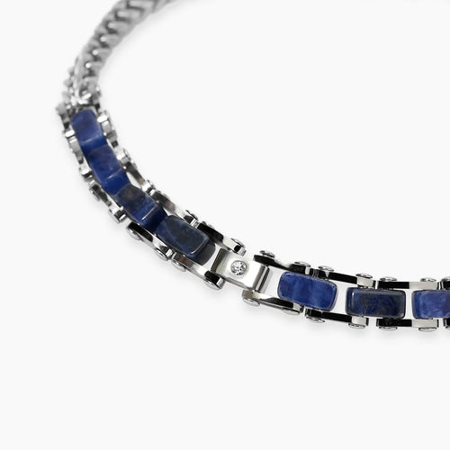 Bracciale Kidult uomo con catena franco con sodalite blu
