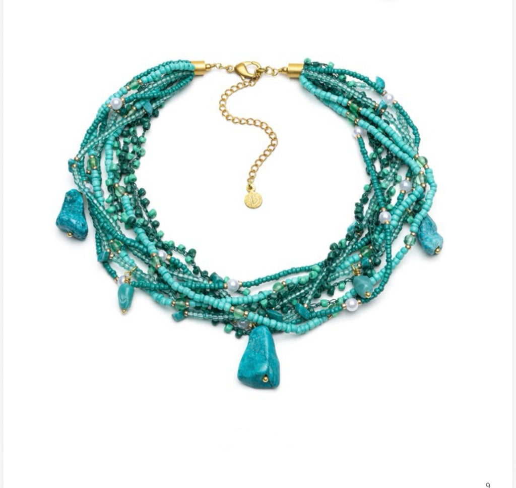 Collana Vestopazzo Coral Choker Macramè Turchese