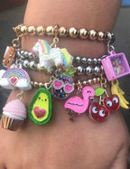 Ciondolo CharmIT! Fenicottero glitter oro