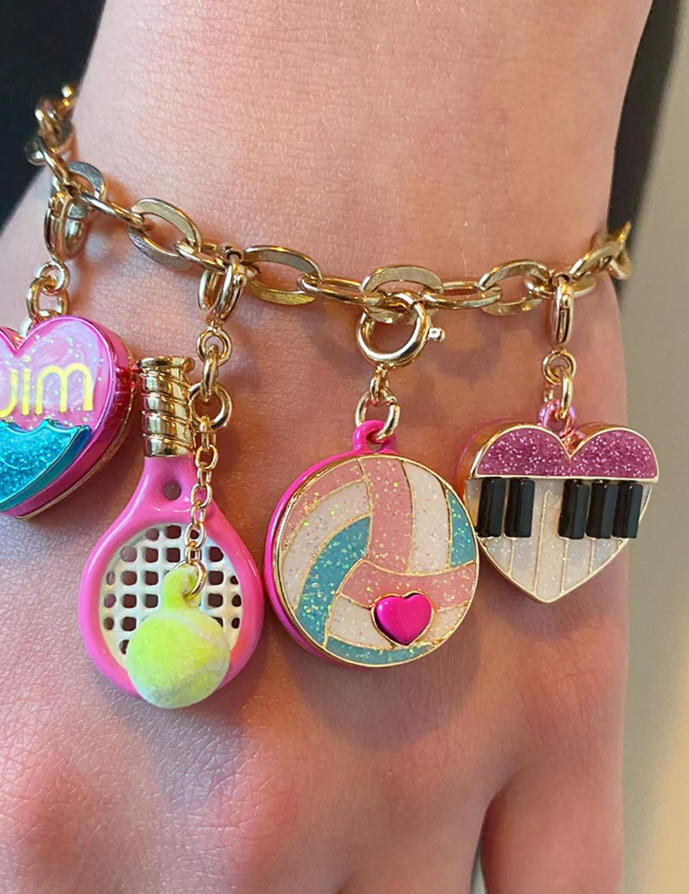 Ciondolo CharmIT! Pallavolo glitterato oro