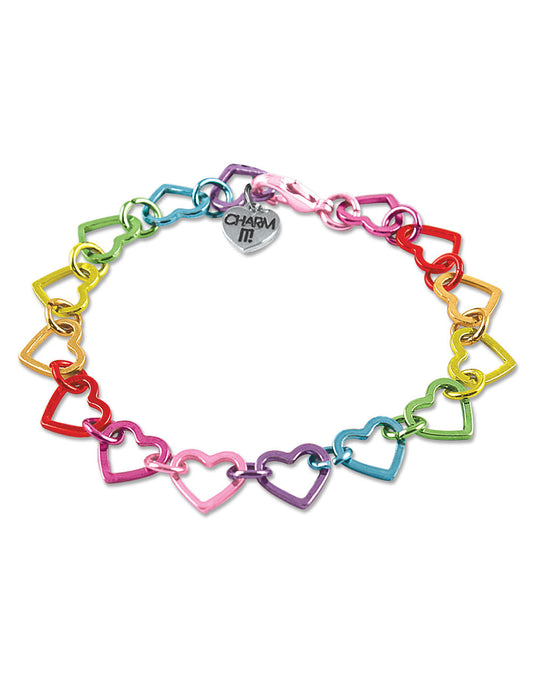 Bracciale CharmIT! a maglie a cuore arcobaleno