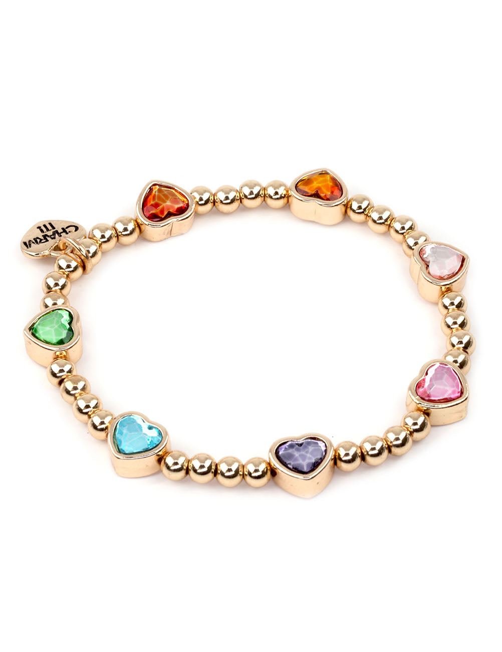 Bracciale CharmIT! Perline a forma di cuore dorato