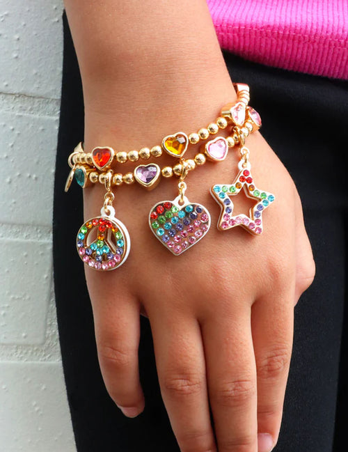 Bracciale CharmIT! Perline a forma di cuore dorato