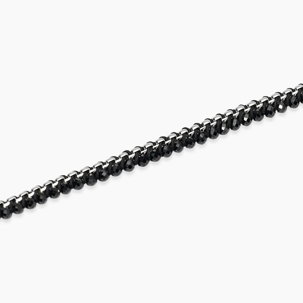 Bracciale Kidult uomo in acciaio con nylon e spinello nero