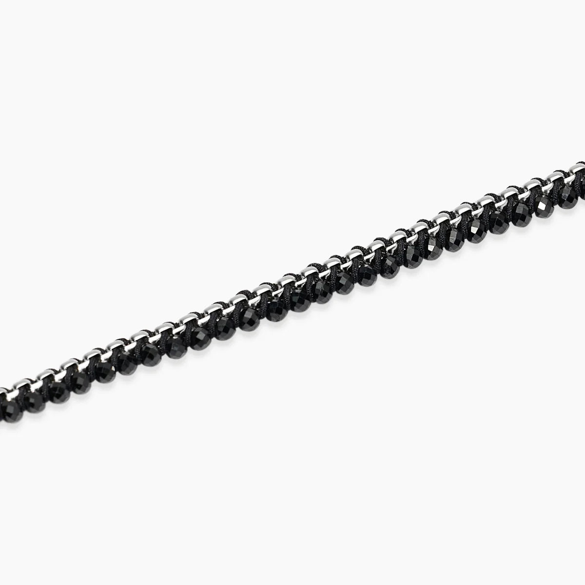 Bracciale Kidult uomo in acciaio con nylon e spinello nero