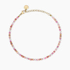 Cavigliera donna Kidult con perle conchiglia e pietre rosa