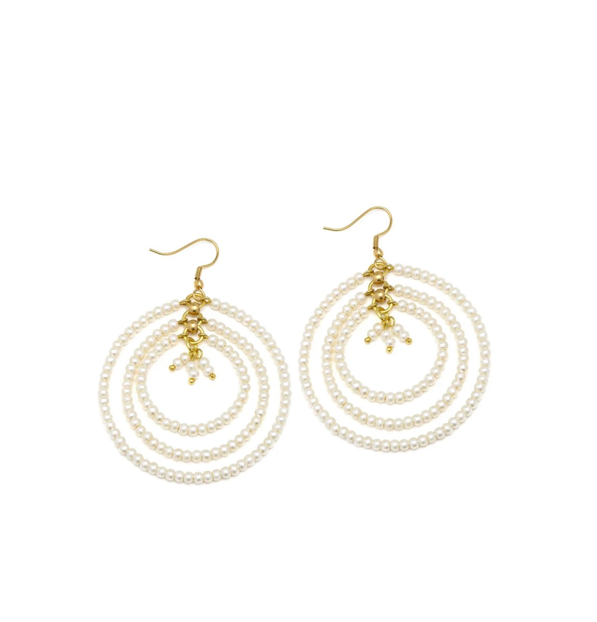 Orecchini Vestopazzo donna pendenti con 3 cerchi con perle
