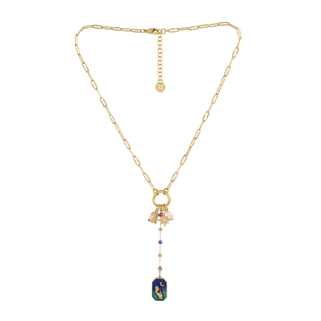 Collana Anartxy donna Amuleto blu e scarabeo