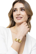 Bracciale rigido Vestopazzo donna Doppia fascia con tre dischi martellati