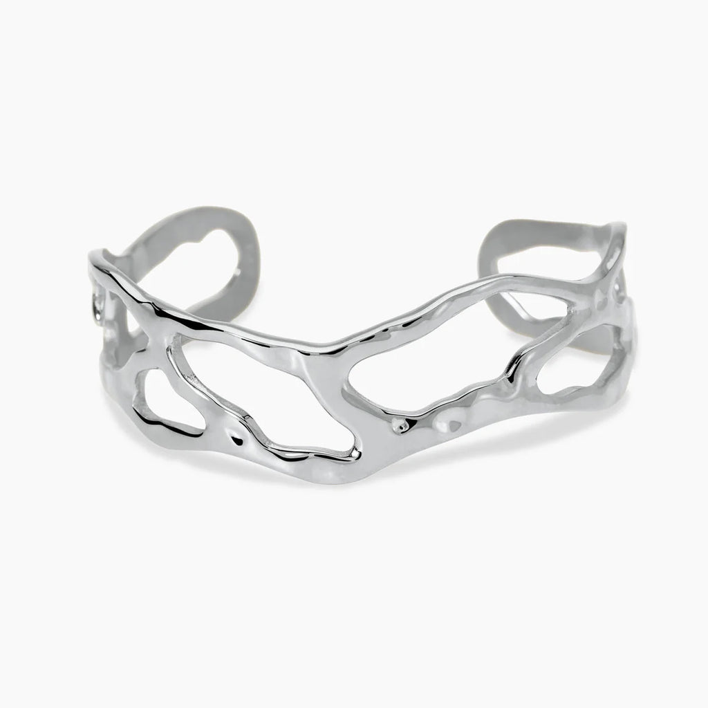 Bracciale Kidult donna cuff in acciaio martellato