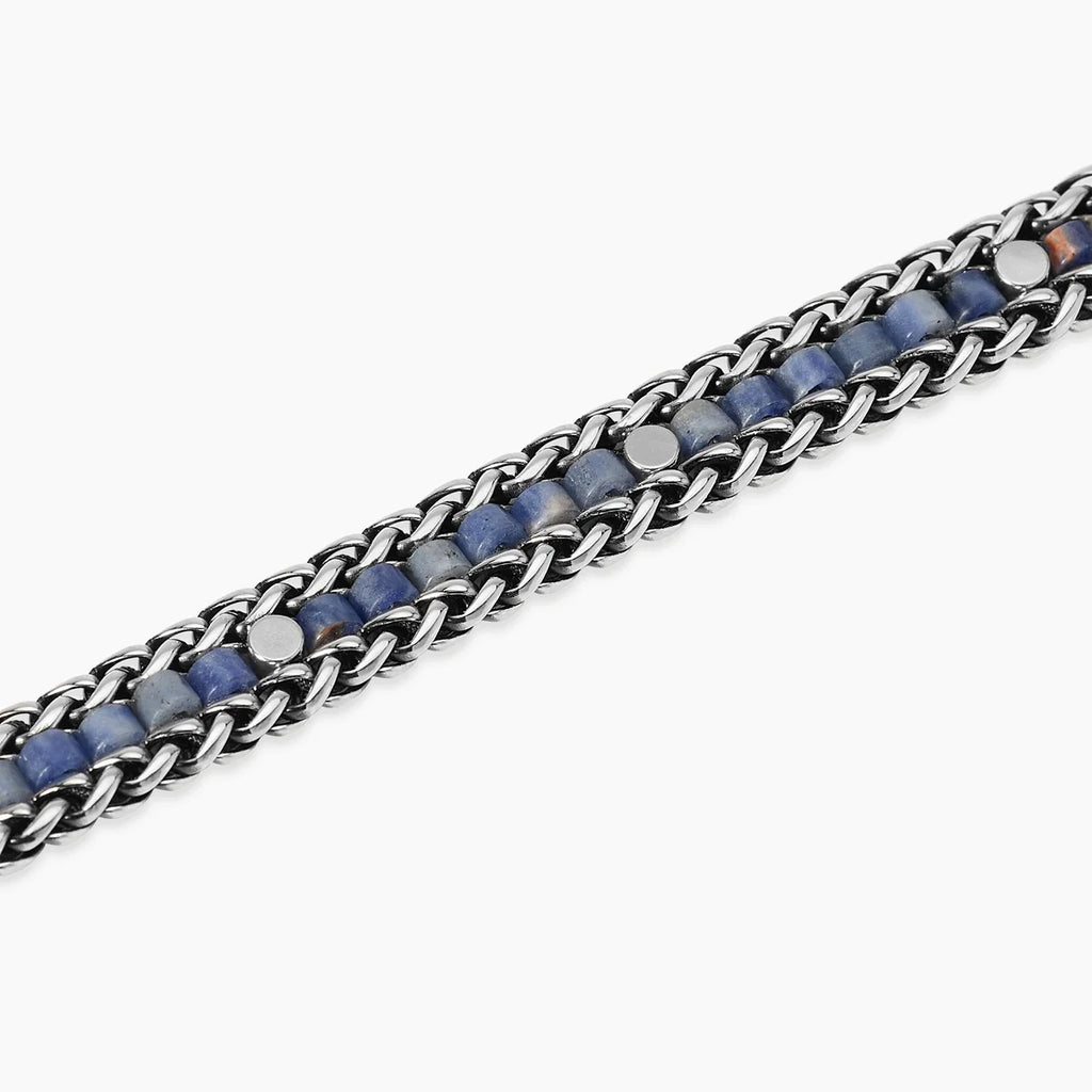 Bracciale Kidult uomo in acciaio e sodalite blu