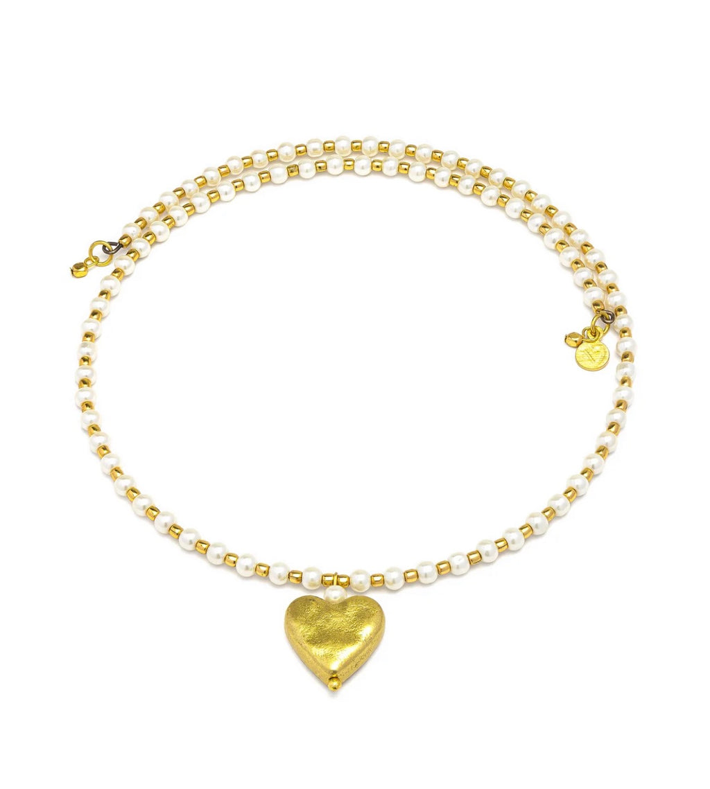 Collana Vestopazzo donna choker con perle e cuore